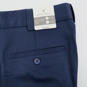 NEW Oak Hill Pants Mens 58x30 Blue Dress‎ Microfiber Pleated Wrinkle Resistant